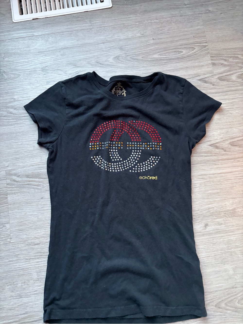 Ecko Unlimited Black Rhinestone Logo Tee